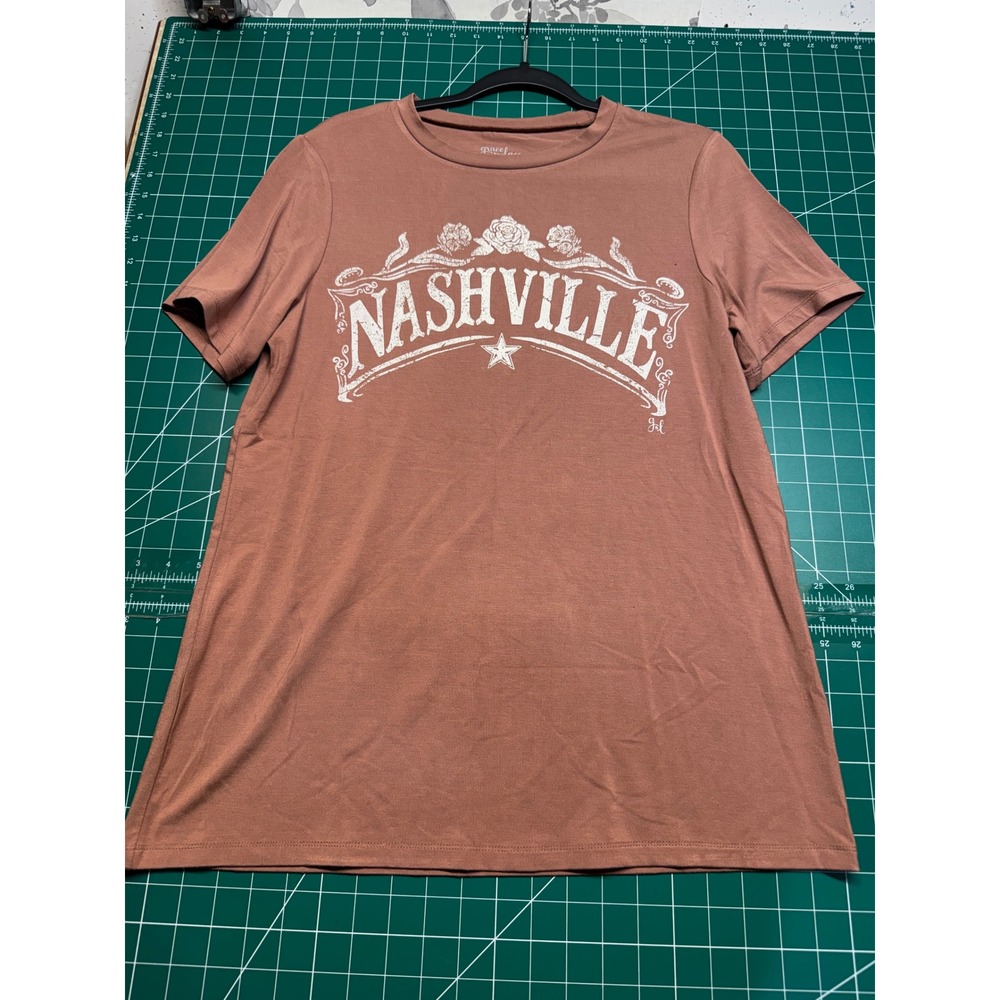 Grace & Lace Nashville Graphic Tee Mauve Pink Short Sleeve XS Distressed Print